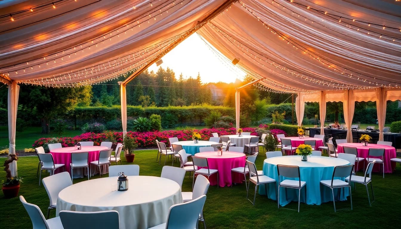 Celebrate with beautiful Party Tent Rentals set up for an elegant outdoor event.