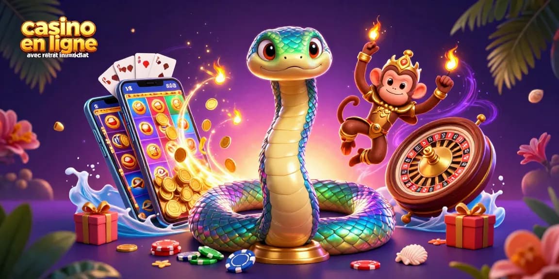 Profitez de gains rapides avec un casino en ligne avec retrait immédiat, illustré par une scène magique de jeu.