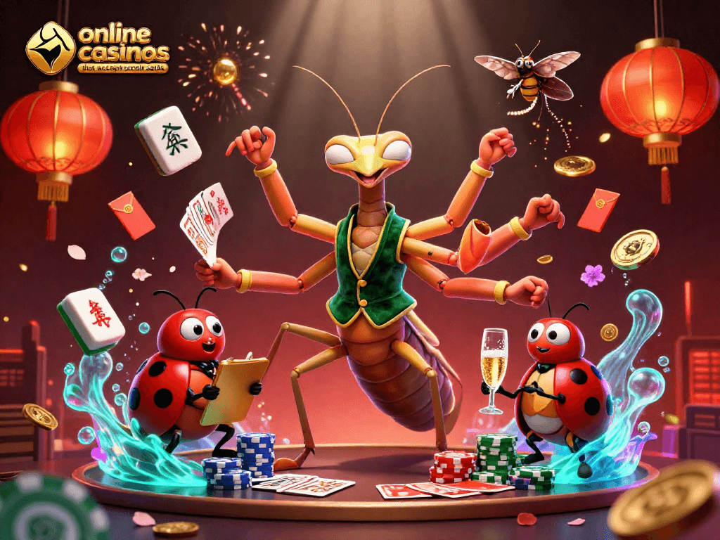 Experience exciting online casinos that accept credit cards with vibrant animated casino action in a festive setting.
