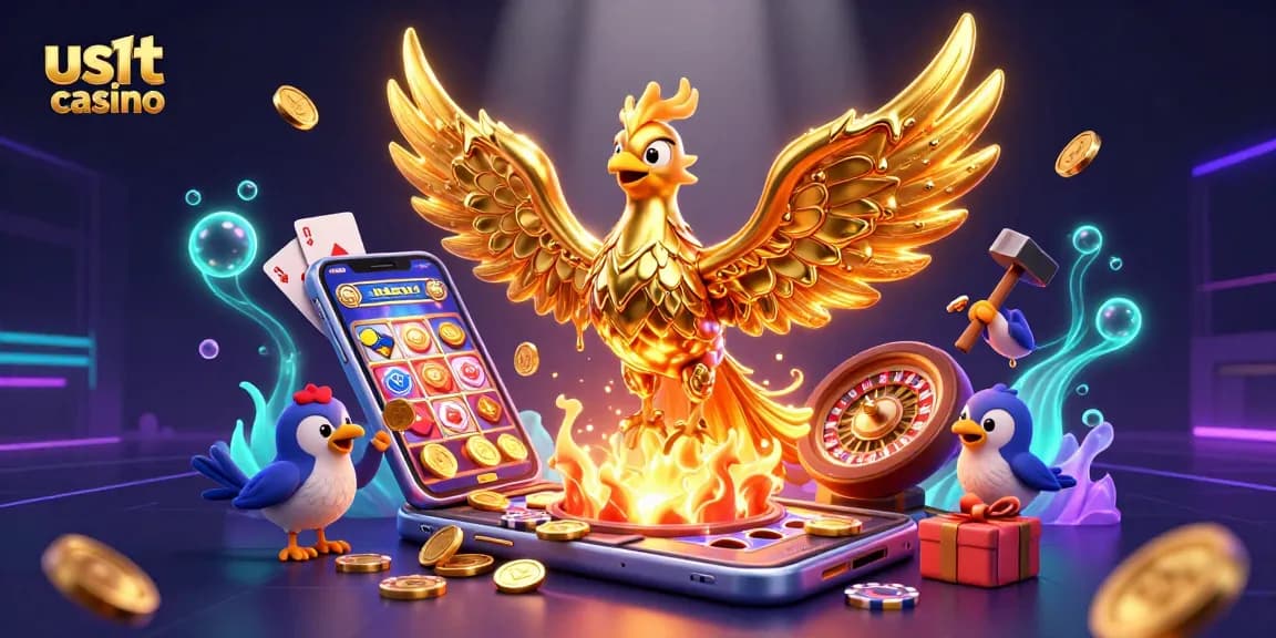 Gioca nei migliori usdt casino con la slot machine e il phoenix dorato in un'illustrazione 3D dettagliata
