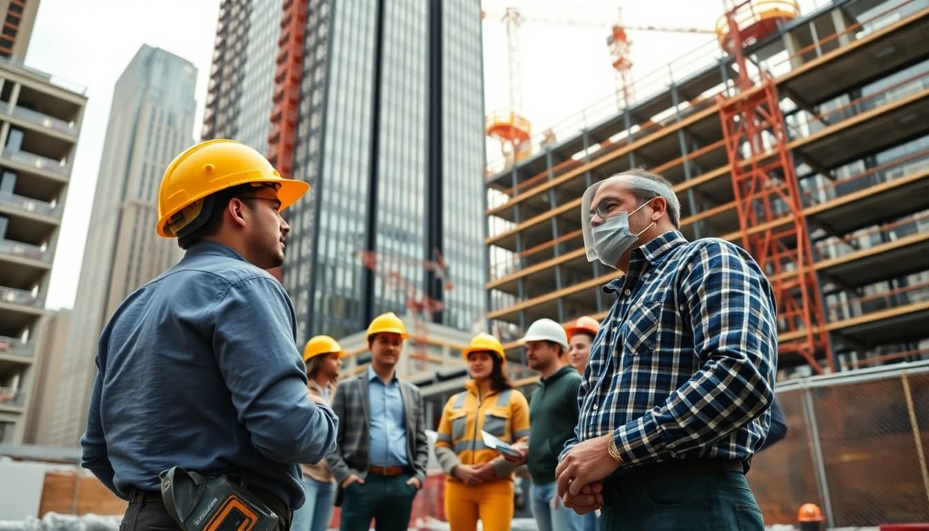Manhattan General Contractor leading a dynamic team on an urban construction site in New York City.