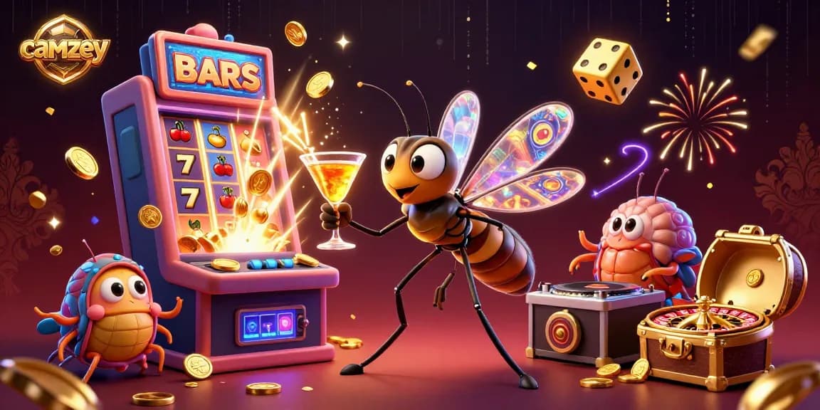 Experience thrilling camzey interactions with a lively 3D casino setting featuring unique characters and vibrant elements.