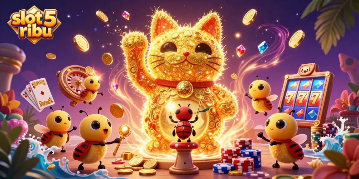 Engage in thrilling action with slot 5 ribu featuring vibrant casino symbols and exciting game elements