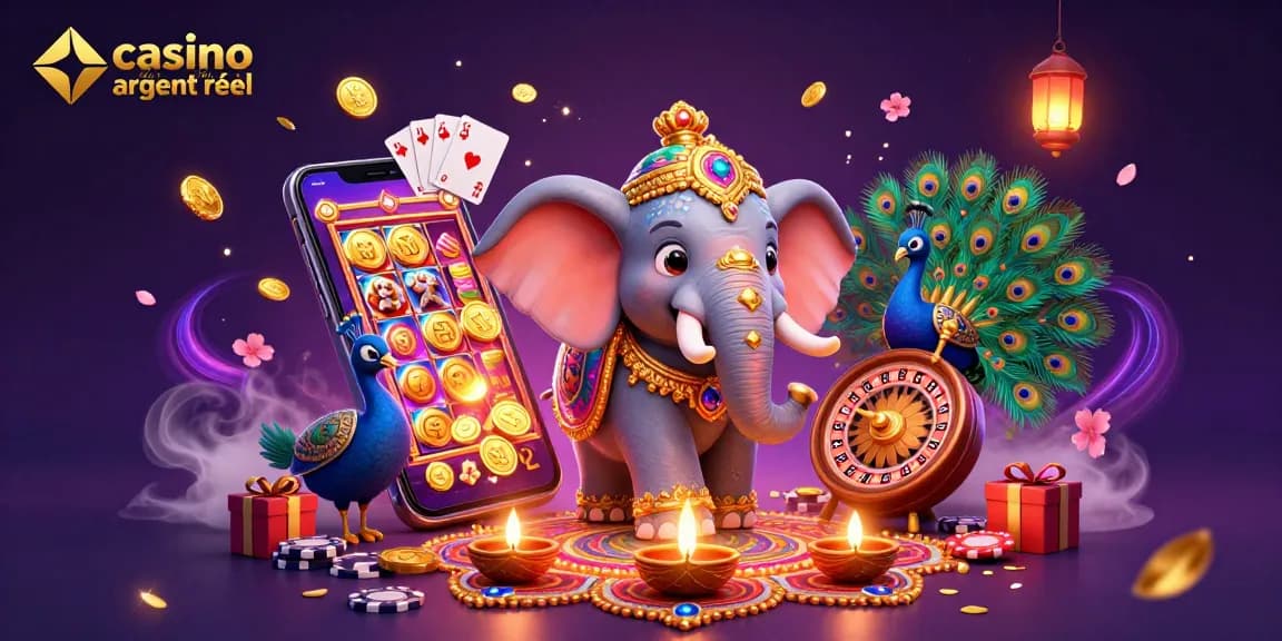 Profitez d'une expérience de casino en ligne argent réel avec notre illustration dynamique et colorée.