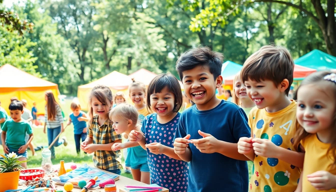 Kids participating in various activities at holiday camps celebrating friendship and fun.