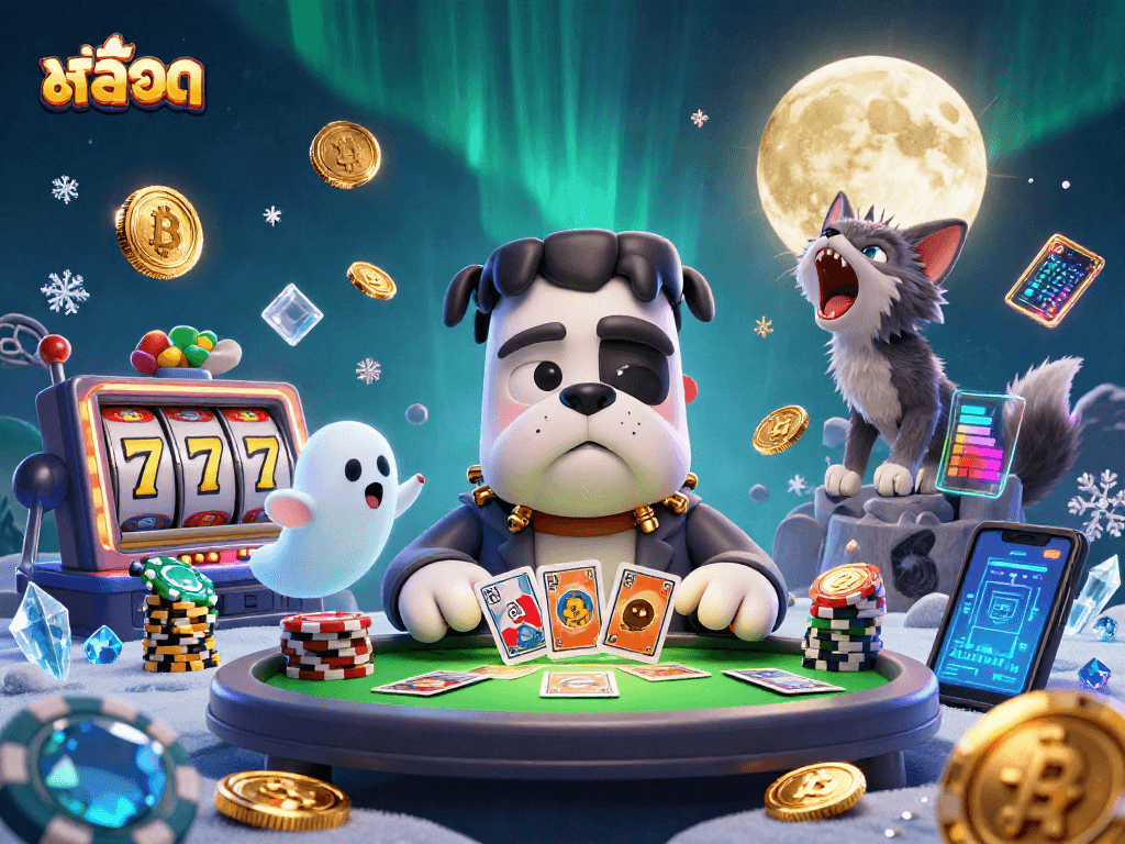 Engage with สล็อต-themed fun in an exciting casino illustration featuring slot reels.