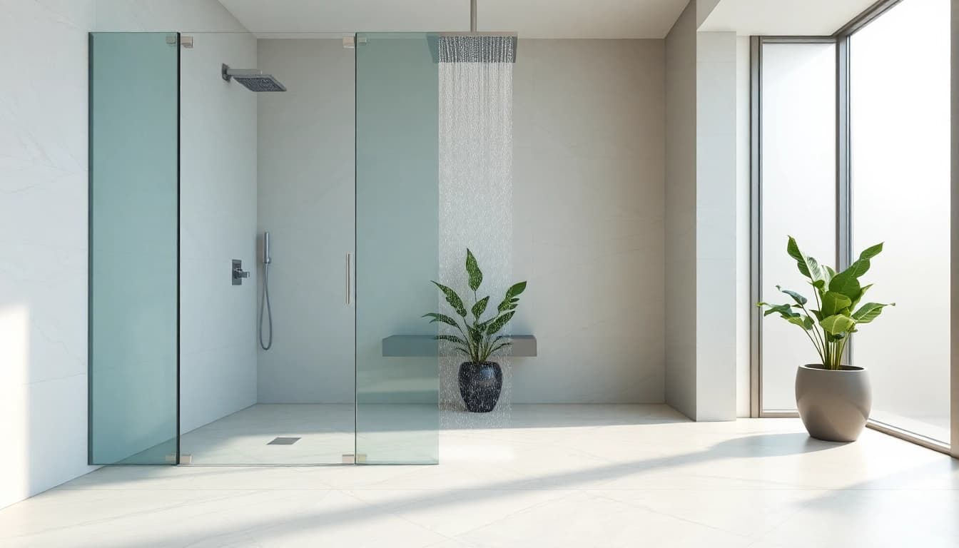 Experience elegant showers Australia with a luxurious rainfall showerhead in a modern bathroom setting.