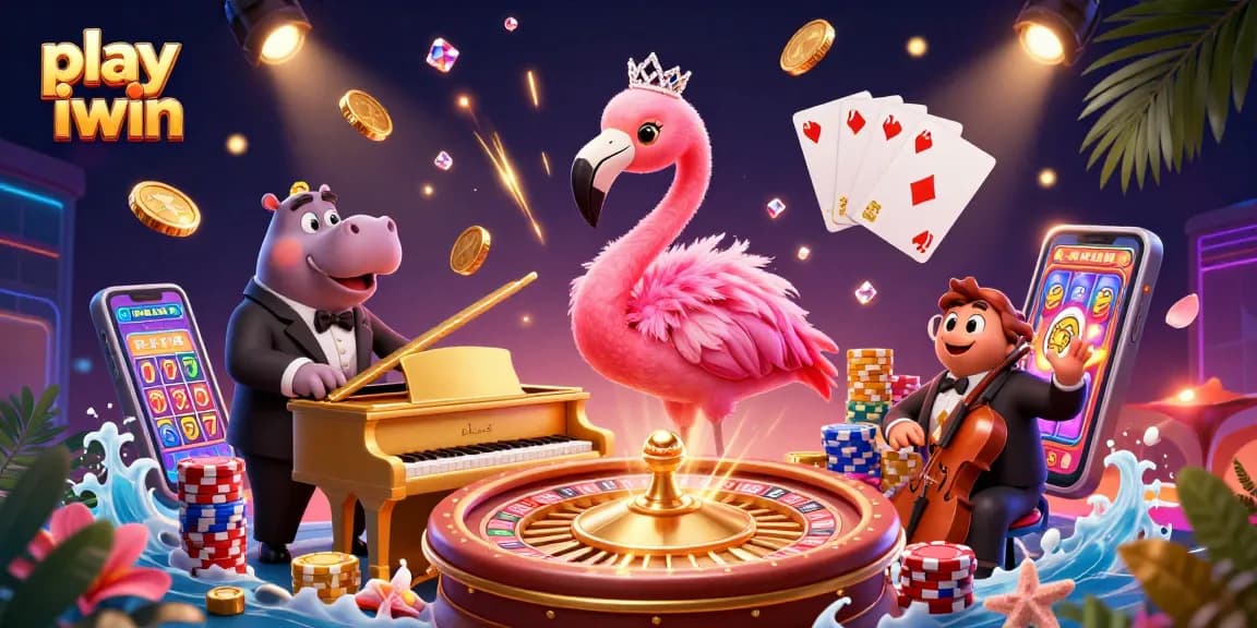 Play iwin with thrilling 3D casino art featuring vibrant characters and engaging game elements.