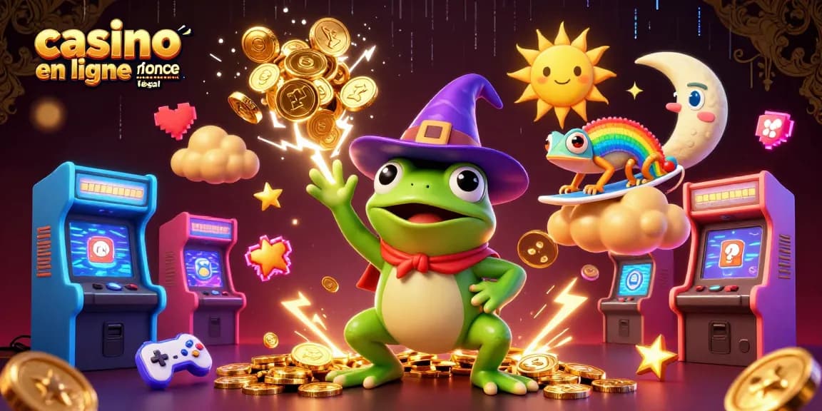 Visualisation dynamique de l'univers du casino en ligne France légal, mettant en avant des personnages colorés et des scènes de jeux captivantes.