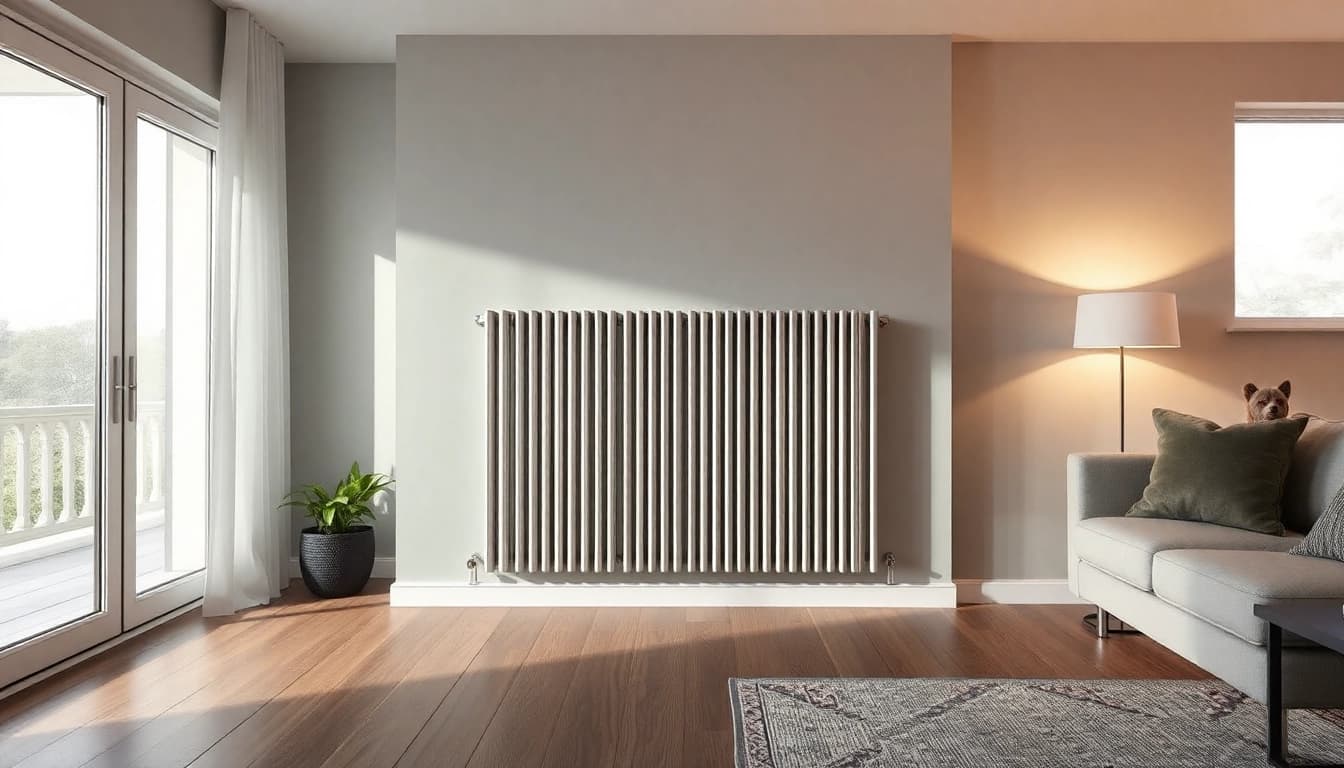 Heizkörper als stilvolles Element in einem modernen Raum präsentieren.