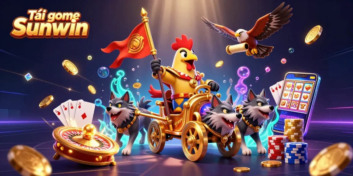 Tải game Sunwin with immersive characters in a vibrant casino scene full of golden coins and rich gaming elements