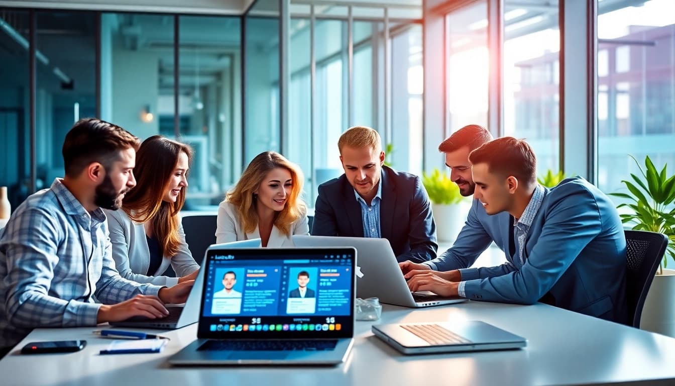 Find verified emails from LinkedIn showcased in a dynamic team collaboration environment.