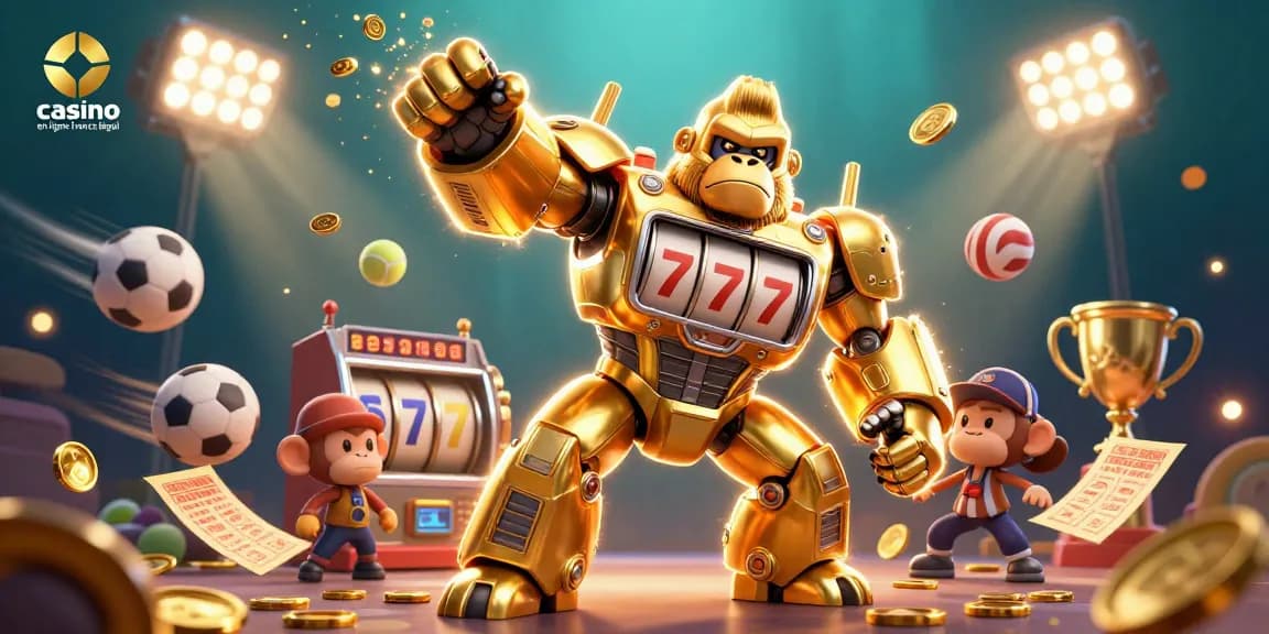 Jouez sur un casino en ligne France légal avec des machines à sous et un gorille transformeur dynamique.