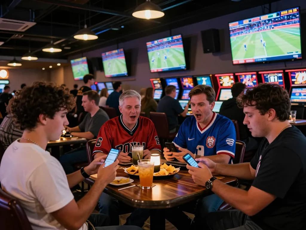Dunright Building Services patrons enjoying sports betting action in a lively casino atmosphere