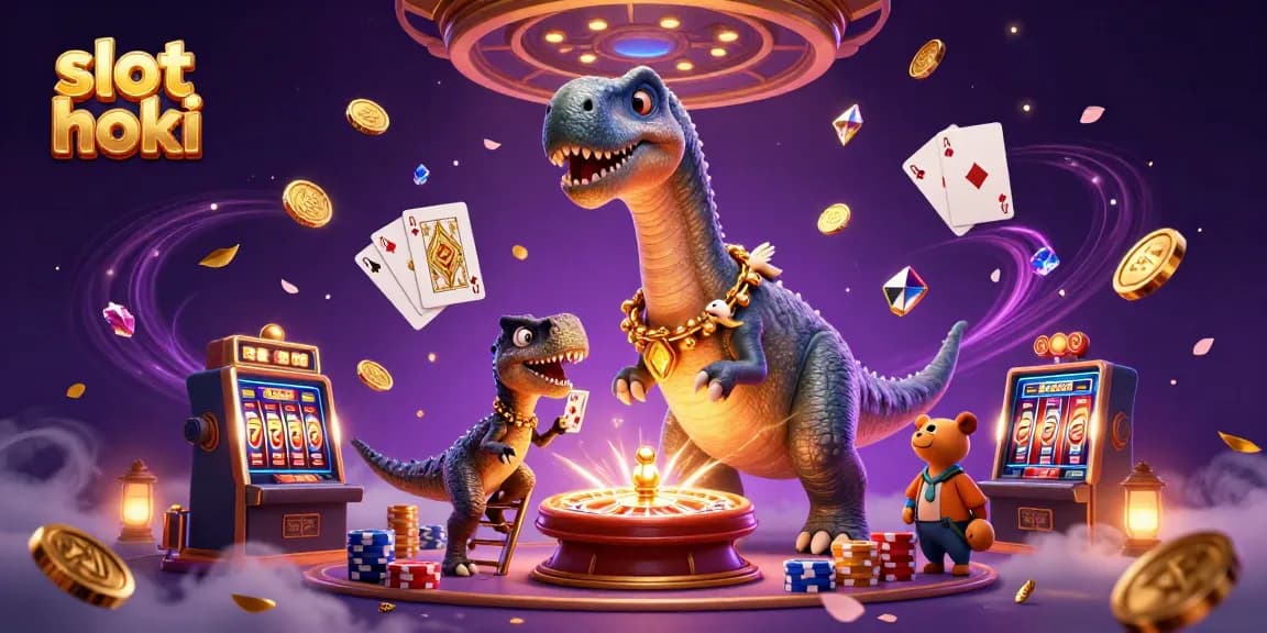 Spin the reels in the vibrant slot hoki scene filled with golden coins and animated characters.