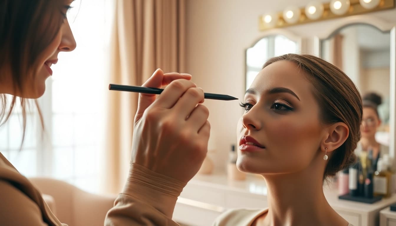 Apply eyebrow pencil light brown for flawless brow definition and a polished look.