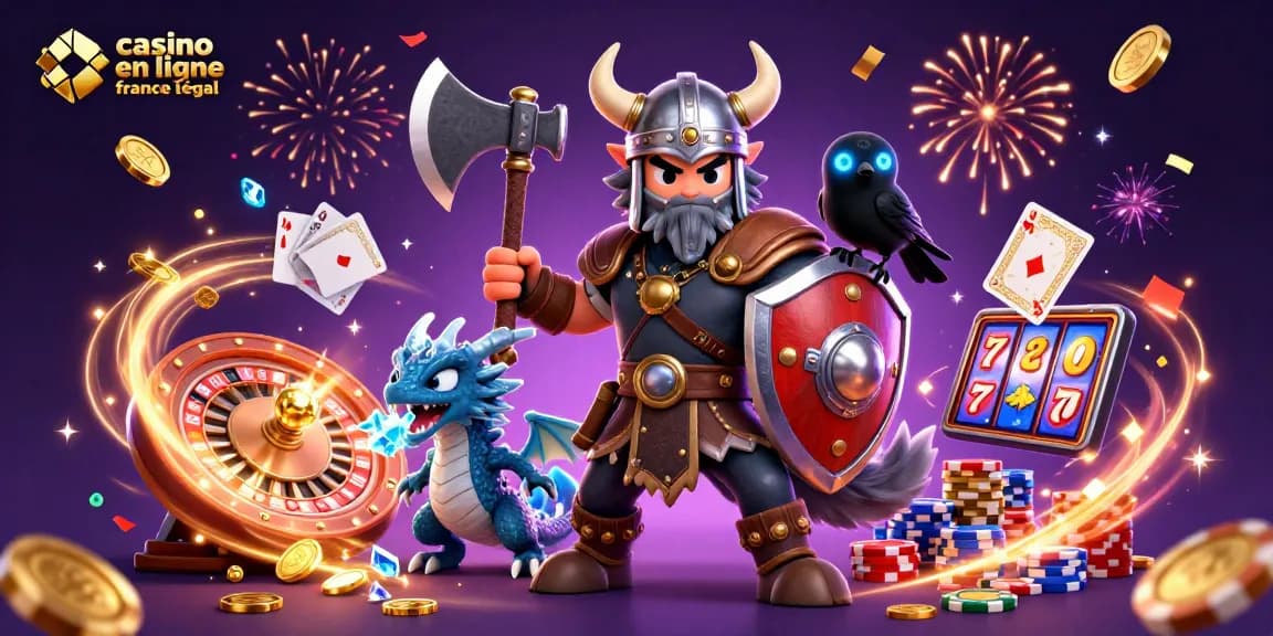 Un dragon féroce avec le loup viking évoque le casino en ligne France légal avec des éléments de jeu.