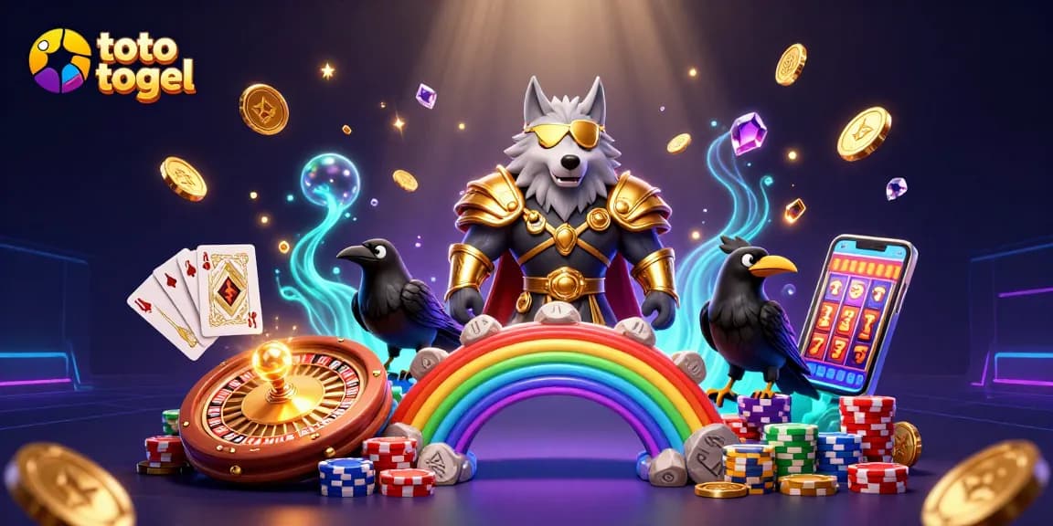 Join the excitement of toto togel with this vibrant 3D cartoon illustration depicting a dynamic casino scene.