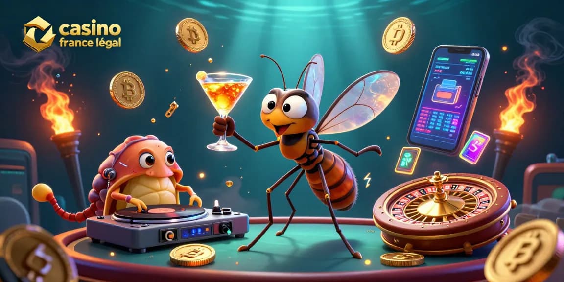 Découvrez l'illustration dynamique de casino en ligne légal en France avec des personnages de casino captivants.