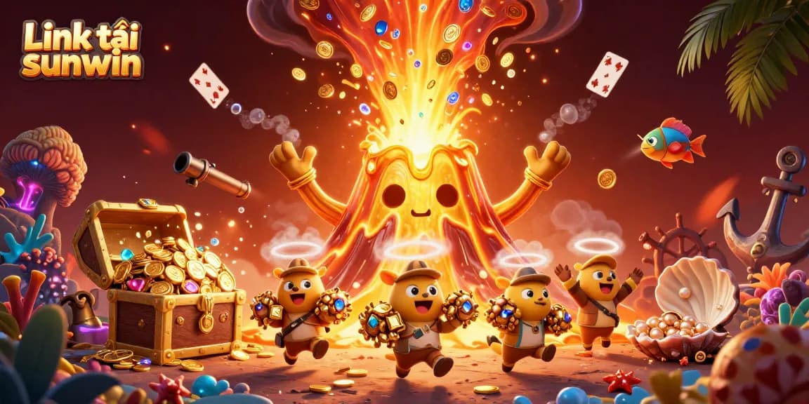 Win treasures with Link tải sunwin in a vibrant casino-themed 3D illustration.