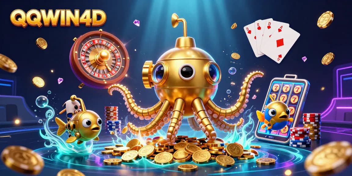 QQWIN4D menunjukkan tendangan besar di kapal selam kraken emas yang muncul dari lautan koin emas