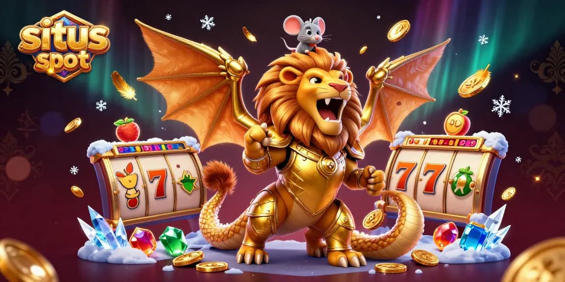 Experience thrilling wins at situs slot resmi with dynamic 3D illustration highlighting jackpots and slot symbols.