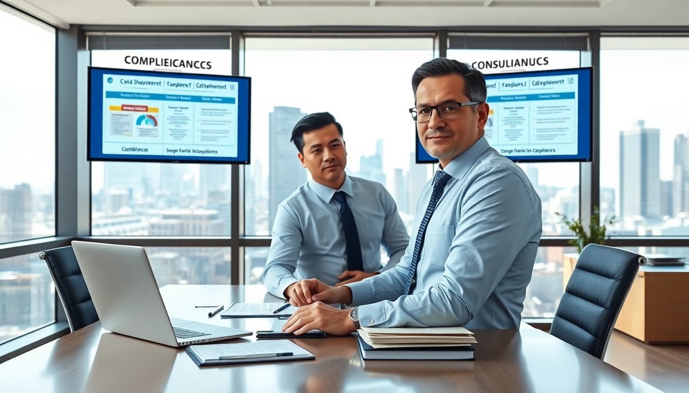 Analyze FCPA/DCAA/Flowdown/ITAR/EAR compliance strategies with expert consultation in a modern office.