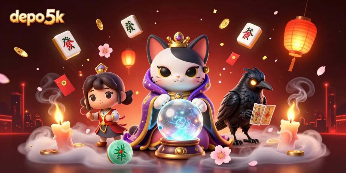 Experience the magic of depo 5k slots action with vibrant casino elements and mystical characters.