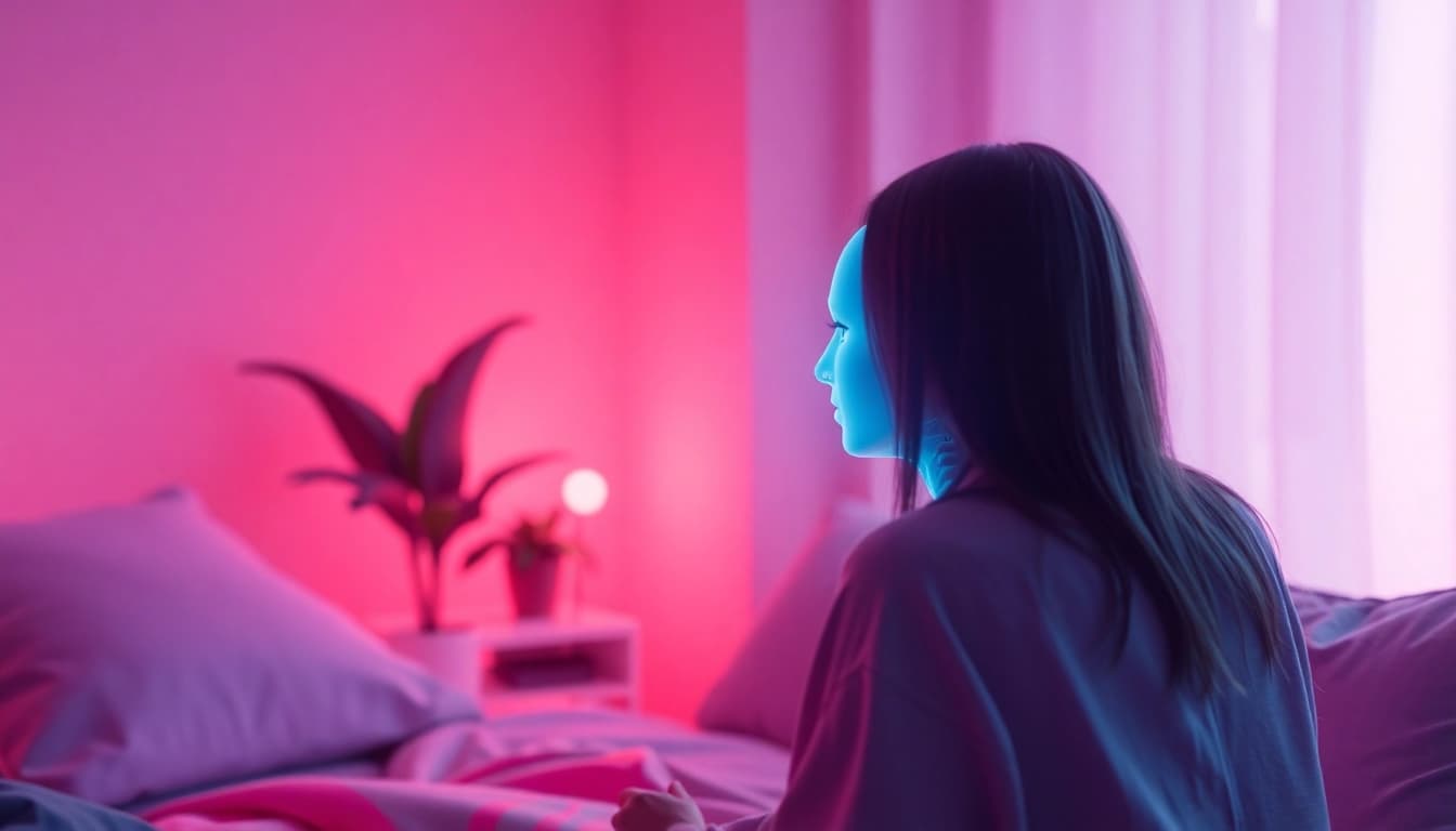 Engaging AI chatbot screen for sex ai chat in a cozy digital atmosphere