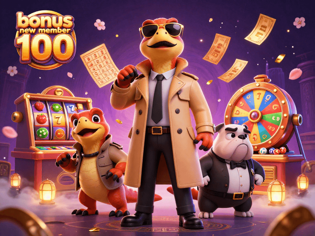 Engage with the exciting world of casino gaming featuring bonus new member 100 in a vibrant illustration.