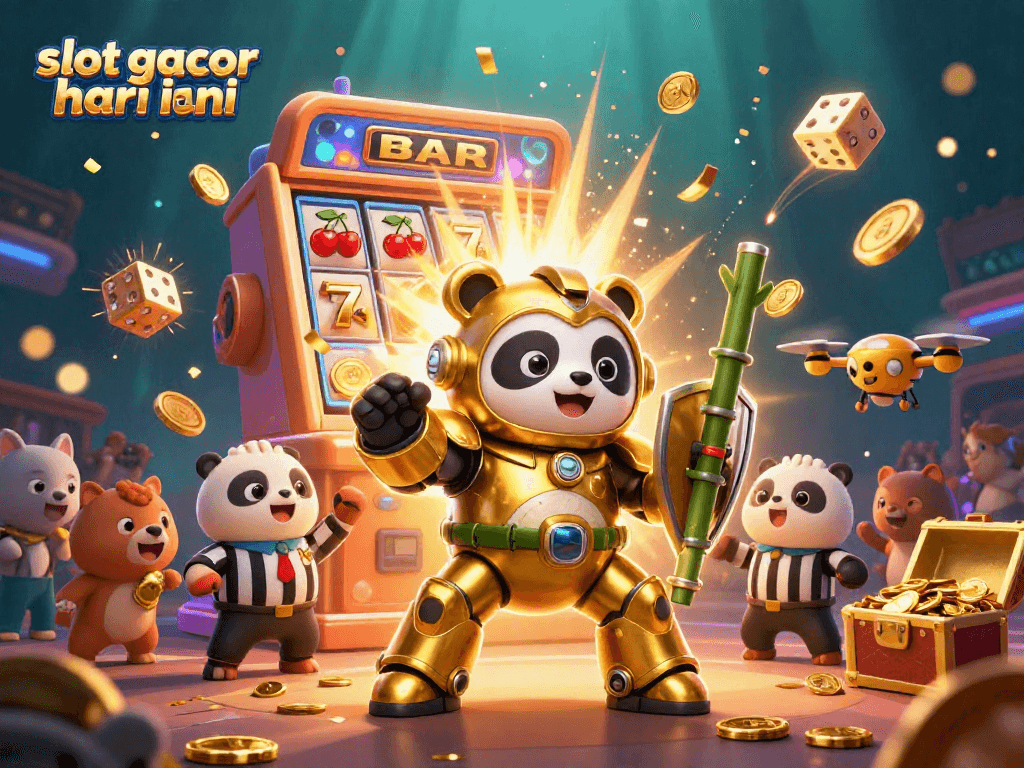 Experience thrilling jackpots with slot gacor hari ini in a vibrant casino showdown illustration.