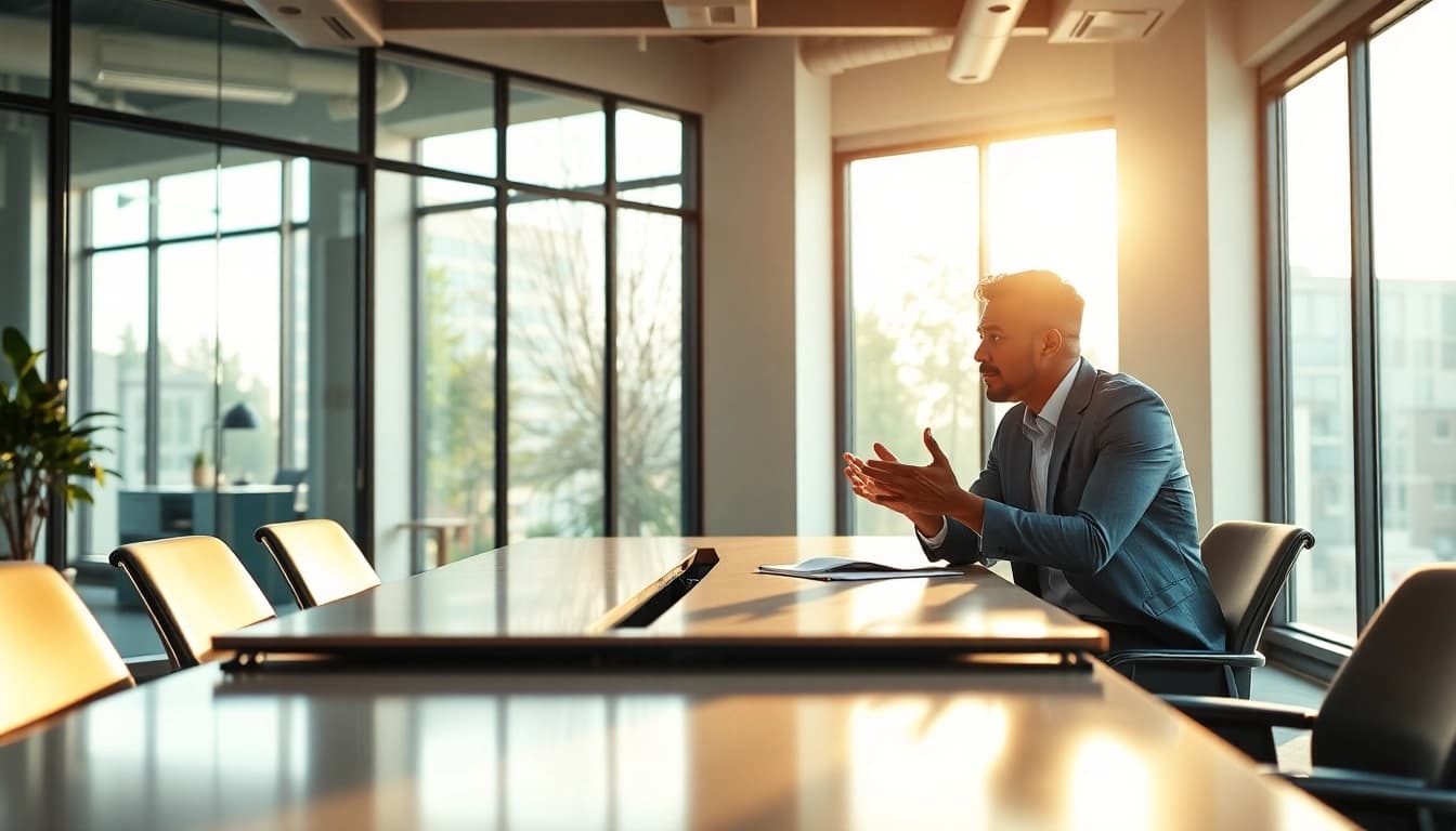 Engage in effective business coaching near me with professionals in a bright, modern setting.