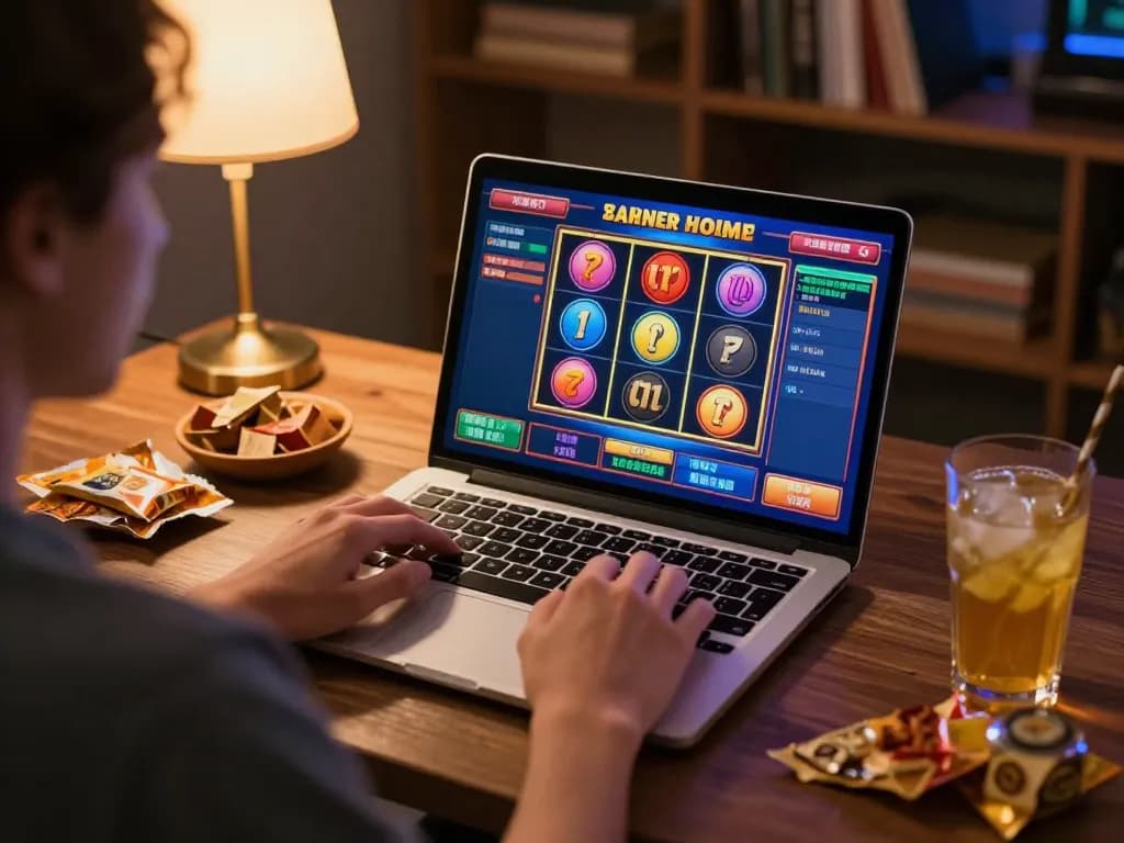 Engaging gameplay at home with online slot bet 200 showcasing vibrant game reels and casual atmosphere