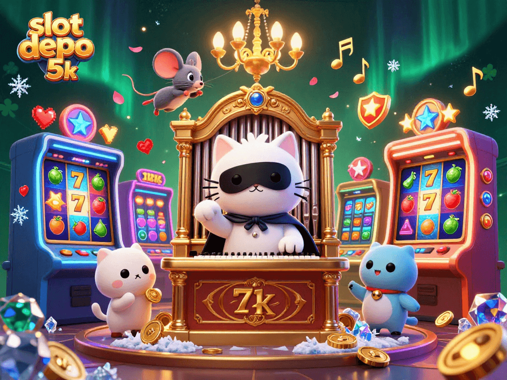 Experience thrilling wins at slot depo 5k with vibrant 3D slots and captivating casino scenes.