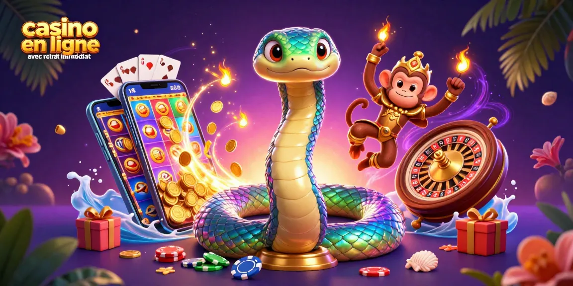Profitez de gains rapides avec un casino en ligne avec retrait immédiat, illustré par une scène magique de jeu.