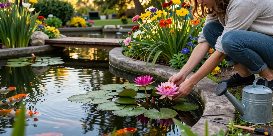 Buy Water Lilies planted in a serene garden pond, illustrating vibrant colors and tranquility.