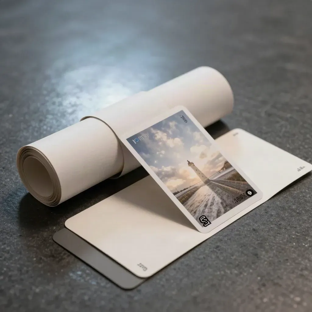 Premium image preview bundle with rolled banner proofs on a dark studio stone surface.