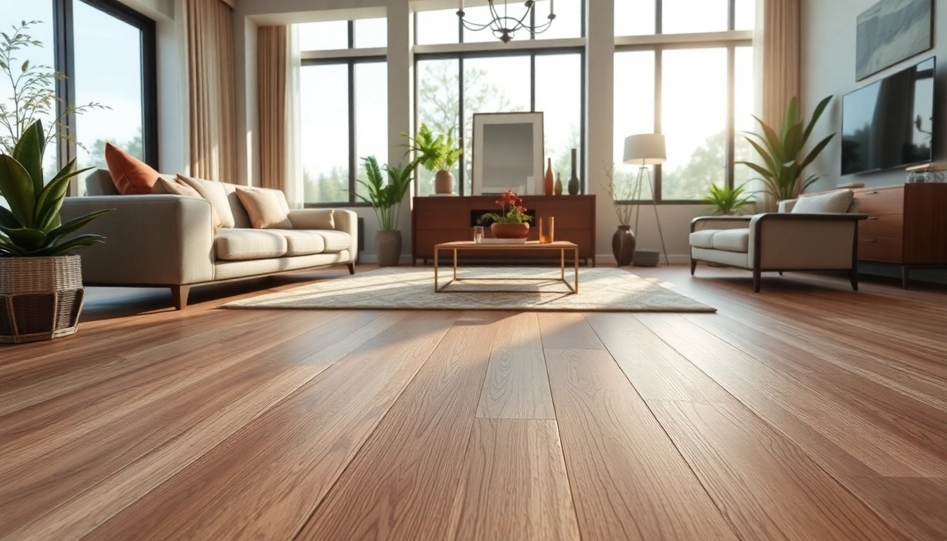 Choose from top flooring companies near me with stylish LVP flooring options in a contemporary living room.