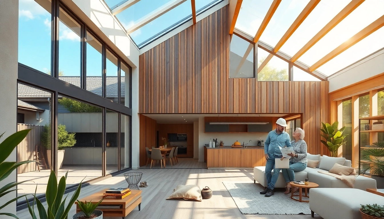 House extension construction showcasing modern design, energy-efficient features, and a collaborative builder.