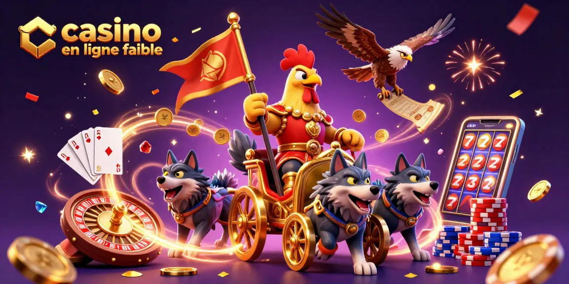 Illustration dynamique de casino en ligne fiable avec des personnages et des jeux, symbolisant les gains.
