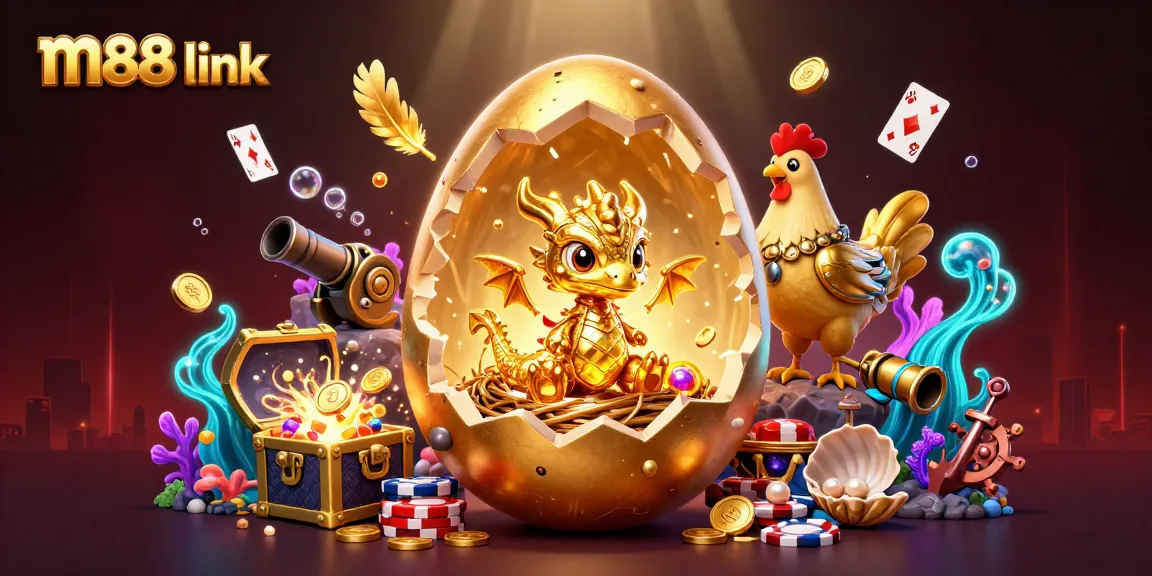 Experience the thrill of betting with m88 link, featuring a golden dragon and vibrant gaming elements.