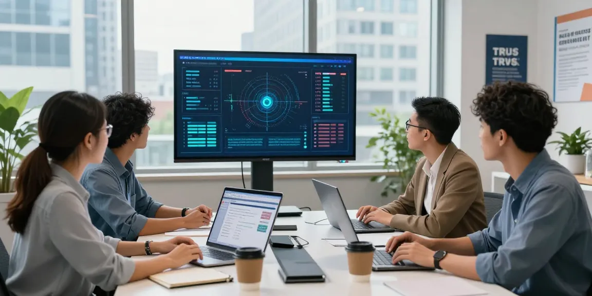 Detect fraud invoice using AI technology in a professional office with team collaboration.