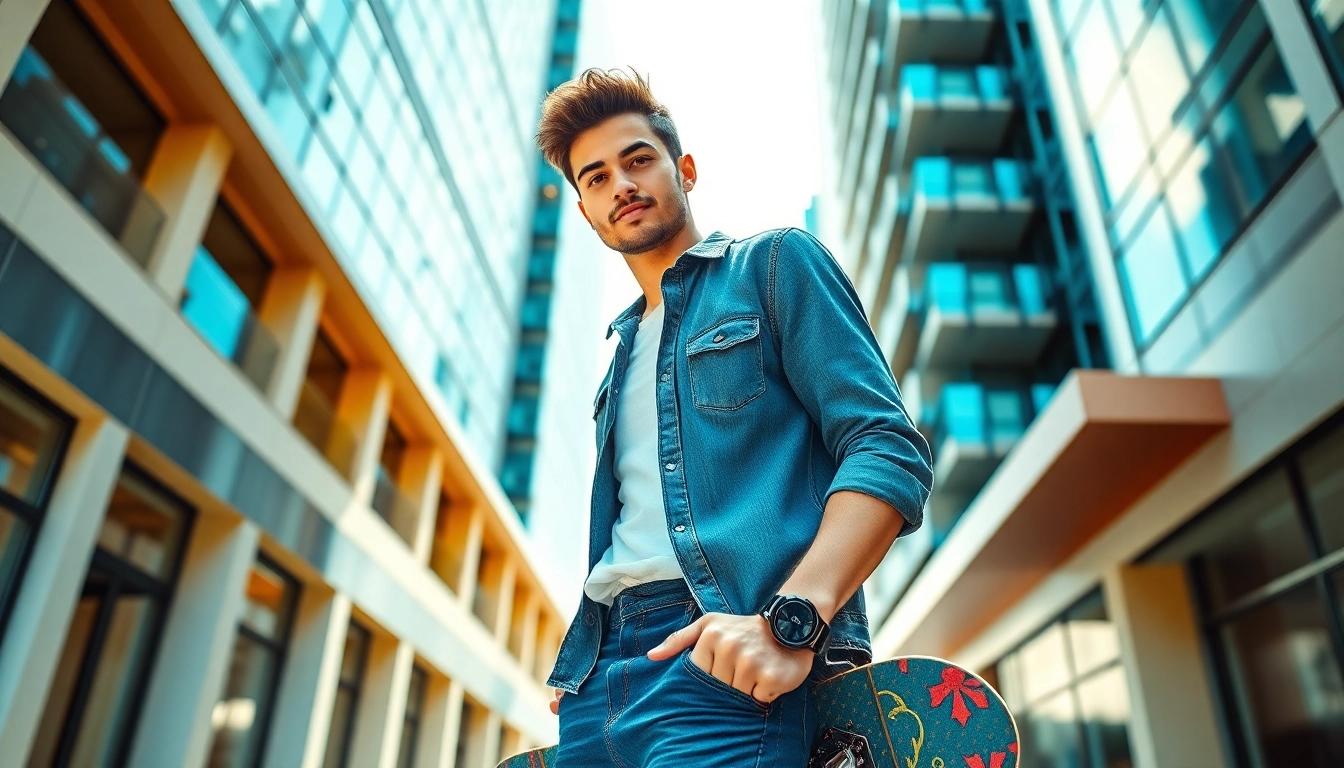 Chance Freeman confidently stands in a vibrant urban setting, showcasing his dynamic personality.