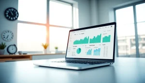 Engaging view of an smm reseller panel interface on a laptop in a professional workspace.
