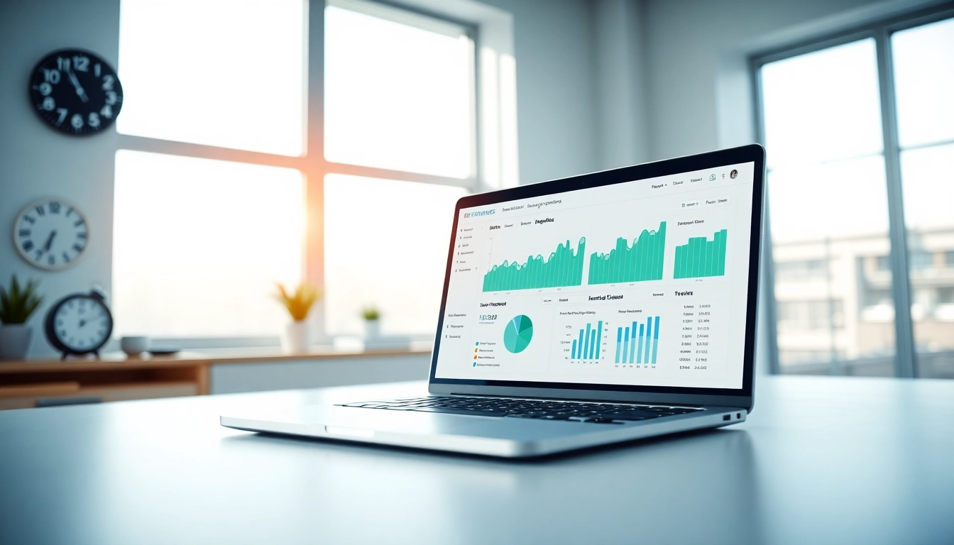 Engaging view of an smm reseller panel interface on a laptop in a professional workspace.