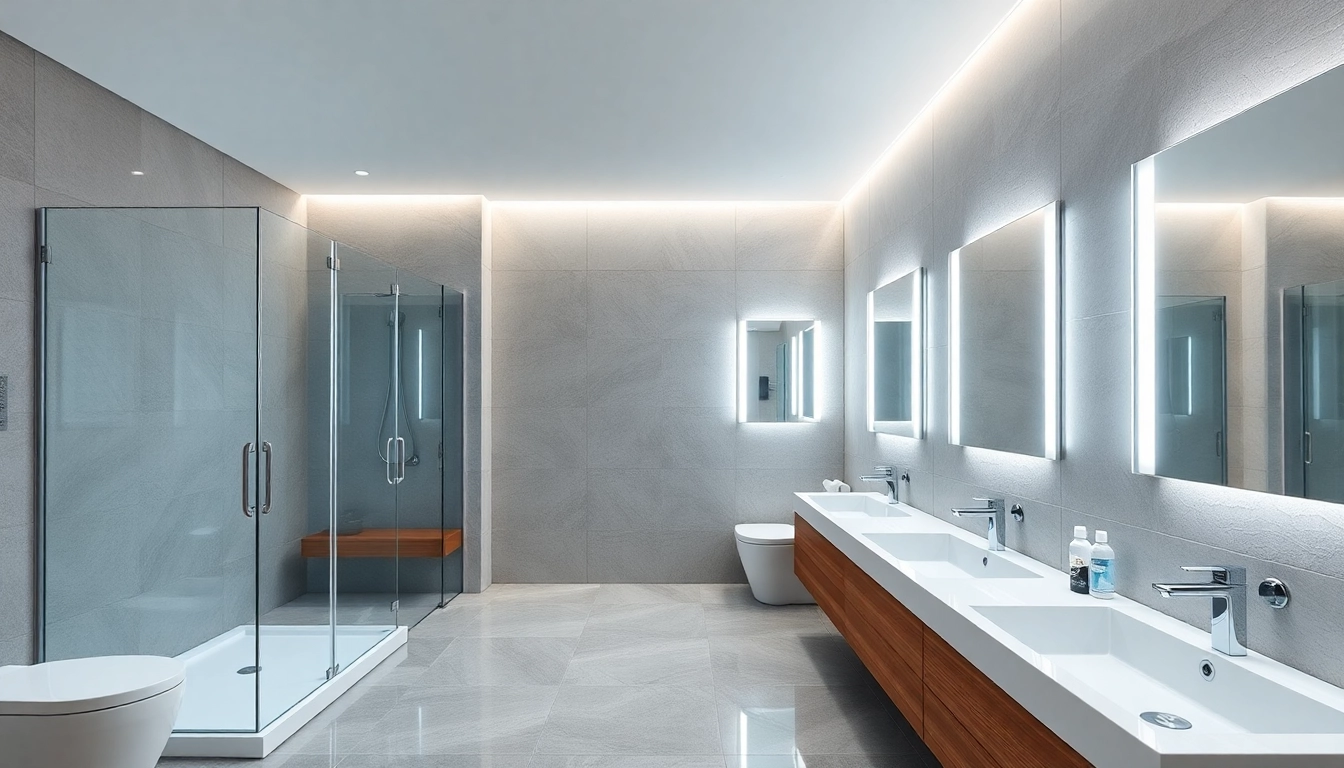 Découvrez les produits sirhona fr dans une salle de bain moderne avec élégants miroirs LED.
