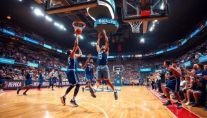 nba중계에서 생생한 농구 경기를 즐기는 팬들과 선수들 모습