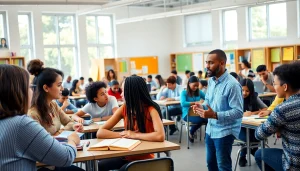 Students participating in a collaborative learning environment focused on Education.