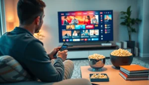 Watch exciting shows with iron tv on a sleek, modern television in a cozy living room.