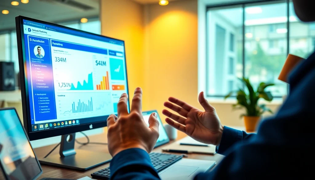 Analyze performance metrics using the facebook smm panel insights in a professional workspace setting.